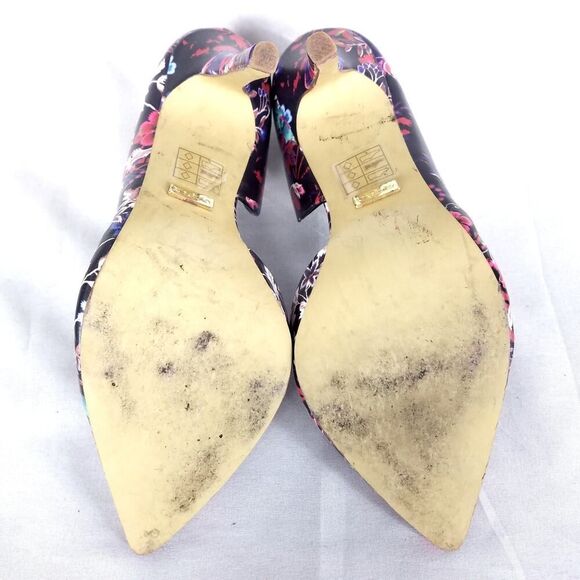 Bebe Farnaz Floral Print Pointed Toe Scallop Edge Stiletto Heels Size 8 - Picture 5 of 7